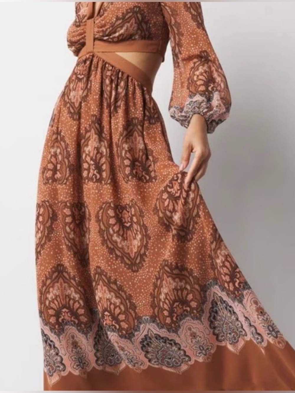 White House Black Market Rust Paisley Maxi Dress Boho
